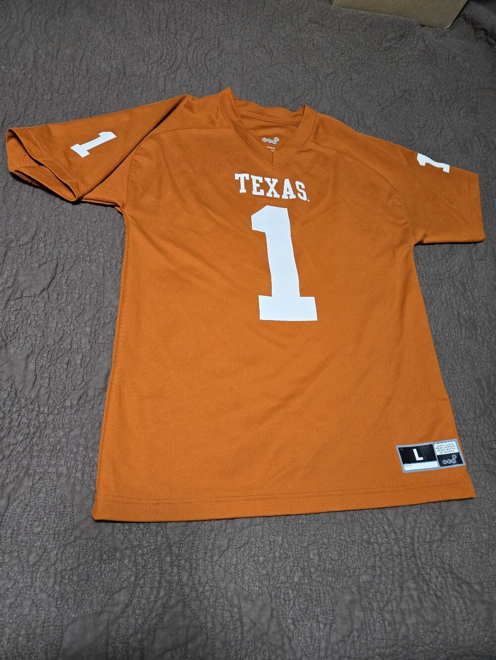 Texas Longhorns Jersey Boy's or Girl Large Burnt Orange & White #1 Football, L